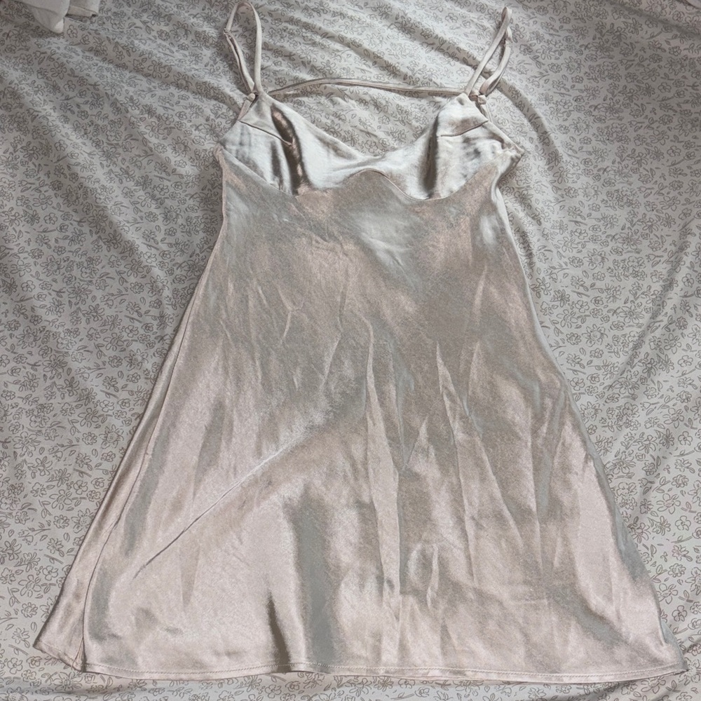 Princess Polly Satin Mini Slip Dress in Light Pink Champagne